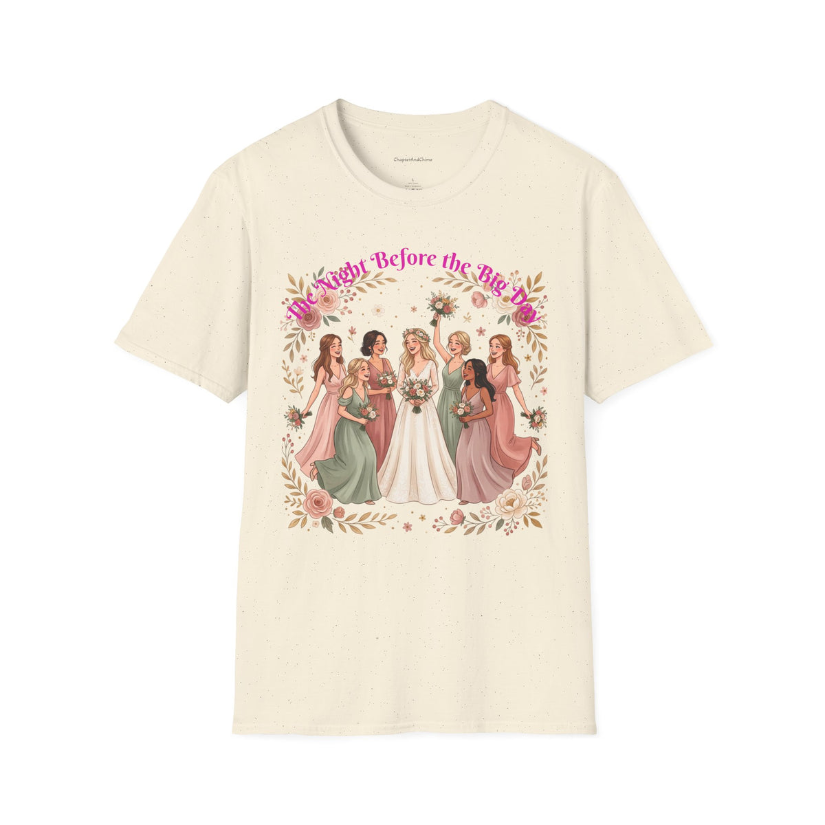 Bride and Bridesmaids Illustration T-Shirt | Floral Wedding Bridal Party Design