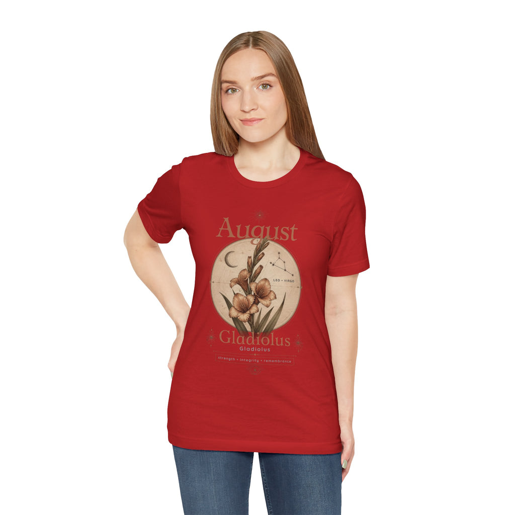 August Birth Flower Gladiolus Floral Tee