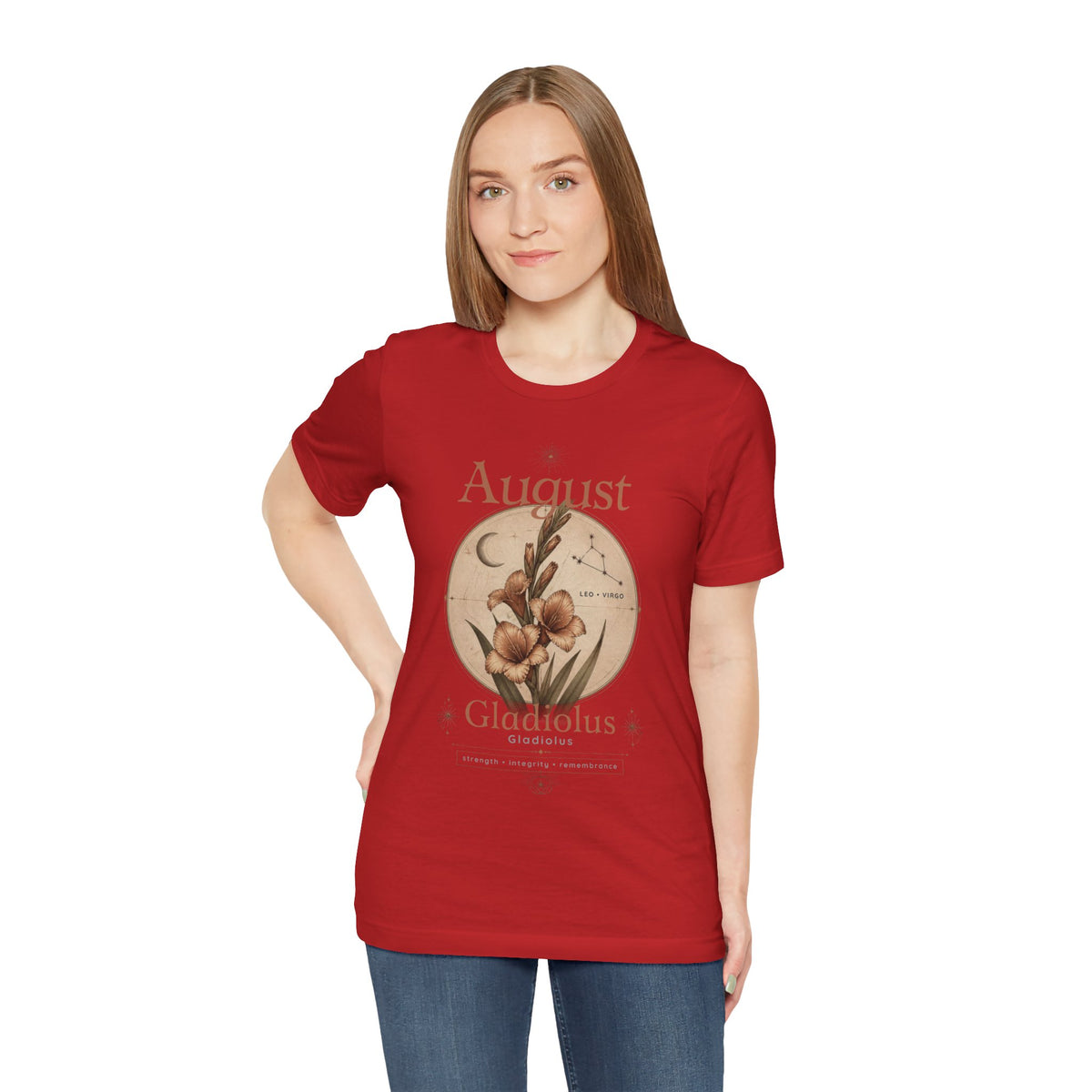 August Birth Flower Gladiolus Floral Tee