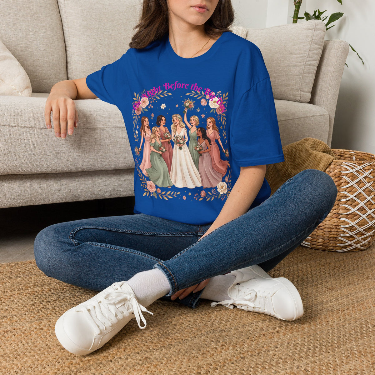 Bride and Bridesmaids Illustration T-Shirt | Floral Wedding Bridal Party Design