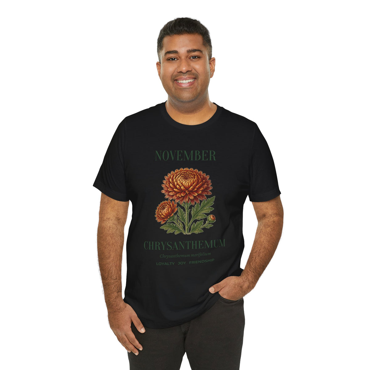 November Birth Flower Tee | Chrysanthemum Celestial Design | Birthday Gift