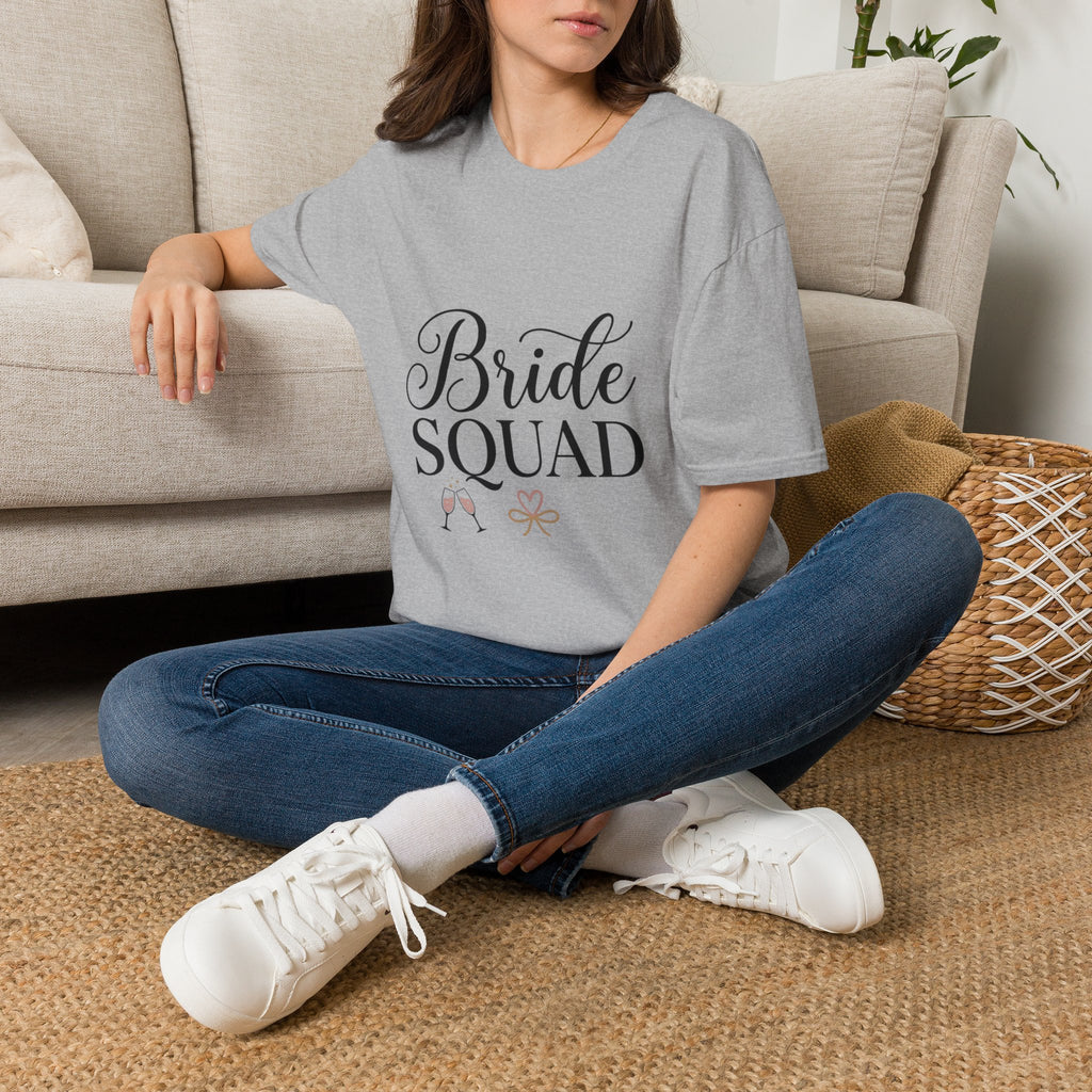 Bride Squad T-Shirt — Bachelorette Party Bridesmaid Tee with Champagne Icons
