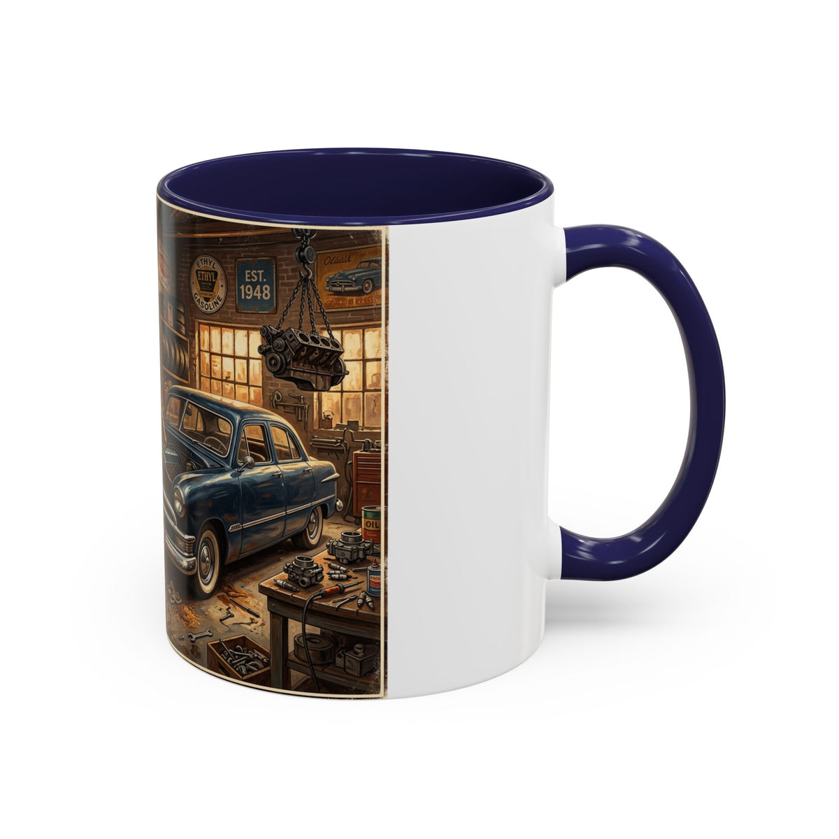 Vintage Dad Garage Mechanic Illustration Mug | Accent Coffee Mug
