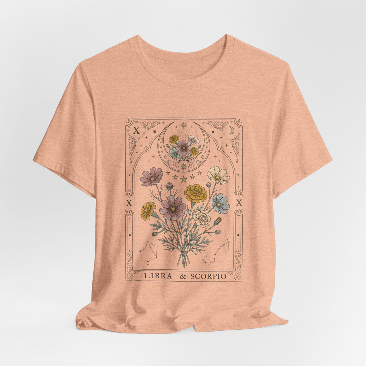 Libra & Scorpio Floral Zodiac T‑Shirt — Botanical Horoscope Tee