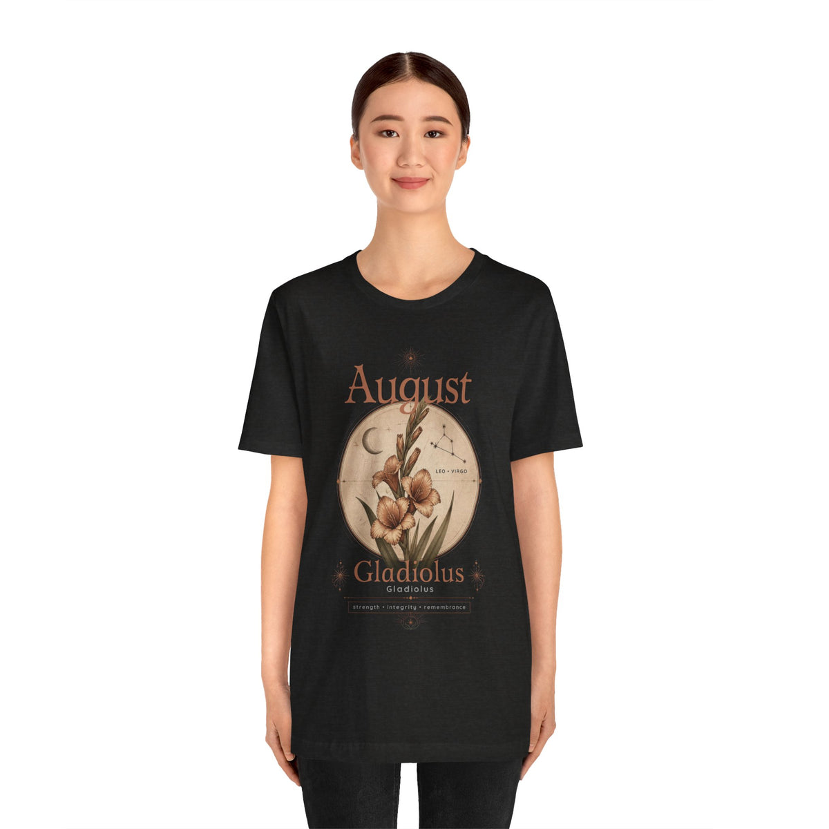 August Birth Flower Gladiolus Floral Tee