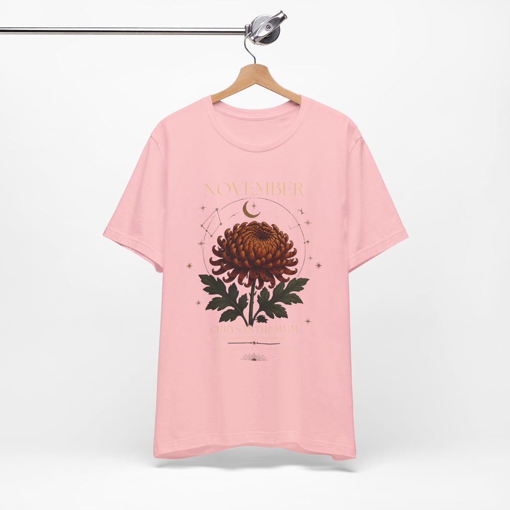 November Birth Flower Chrysanthemum Tee — Floral Birth Month T-Shirt