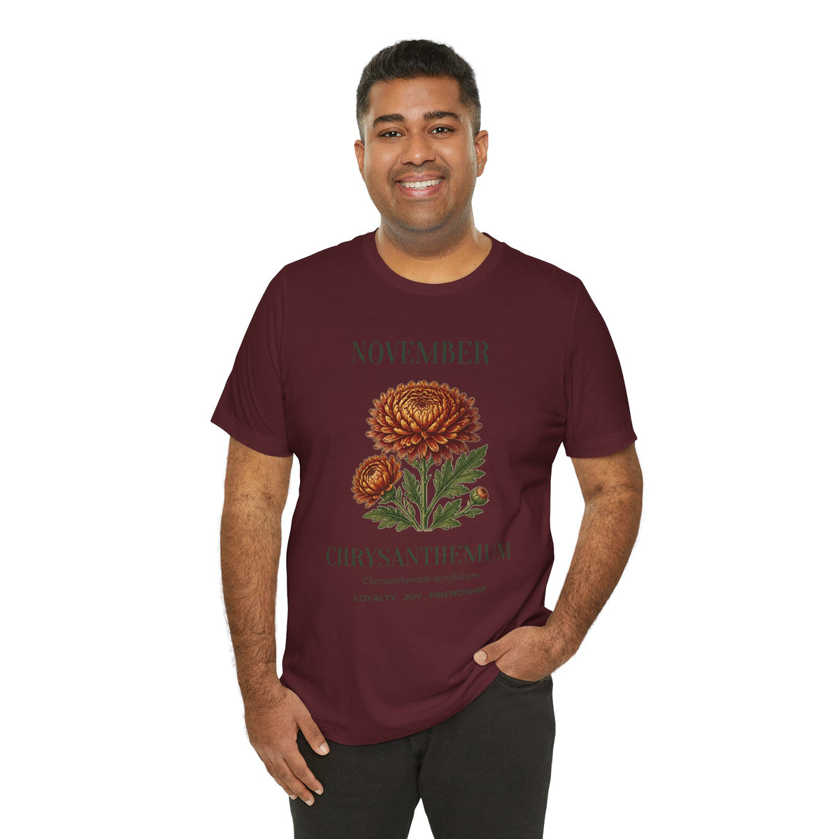 November Birth Flower Tee | Chrysanthemum Celestial Design | Birthday Gift
