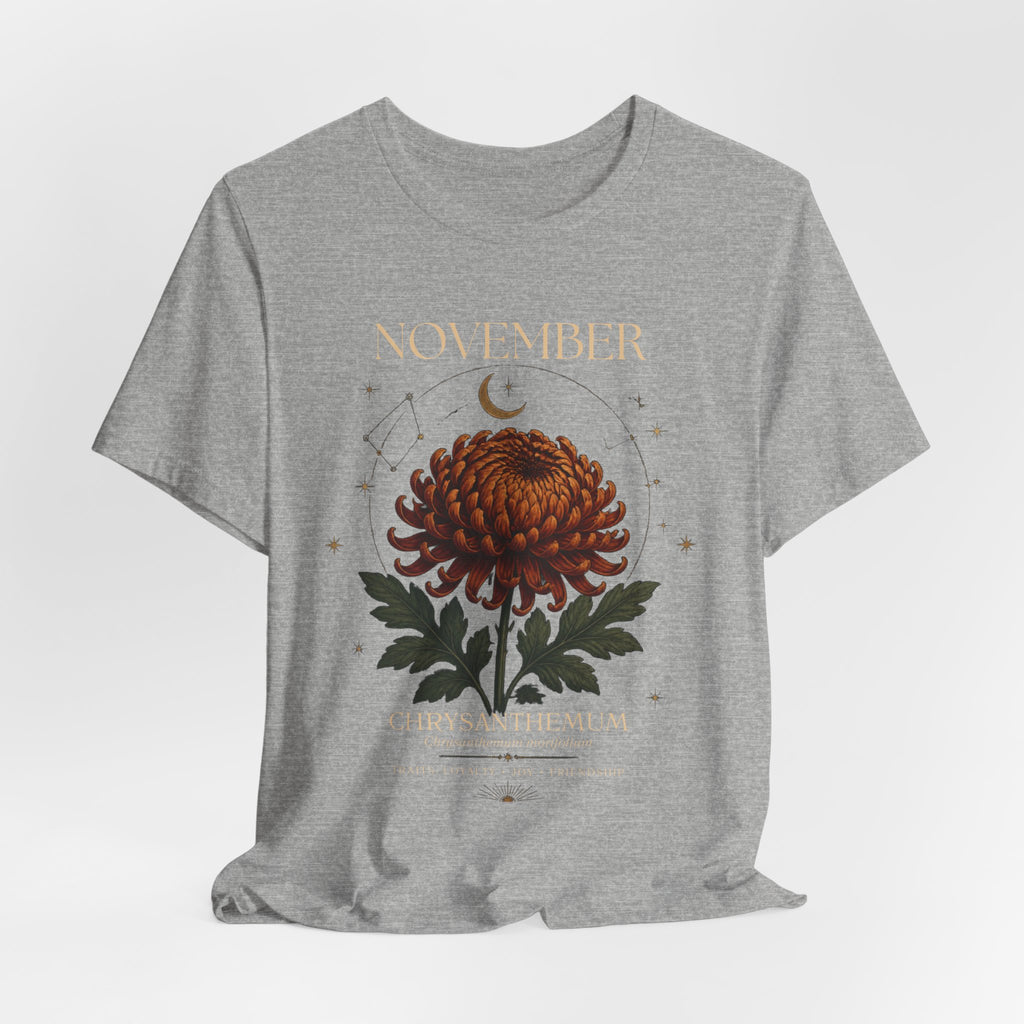 November Birth Flower Chrysanthemum Tee — Floral Birth Month T-Shirt