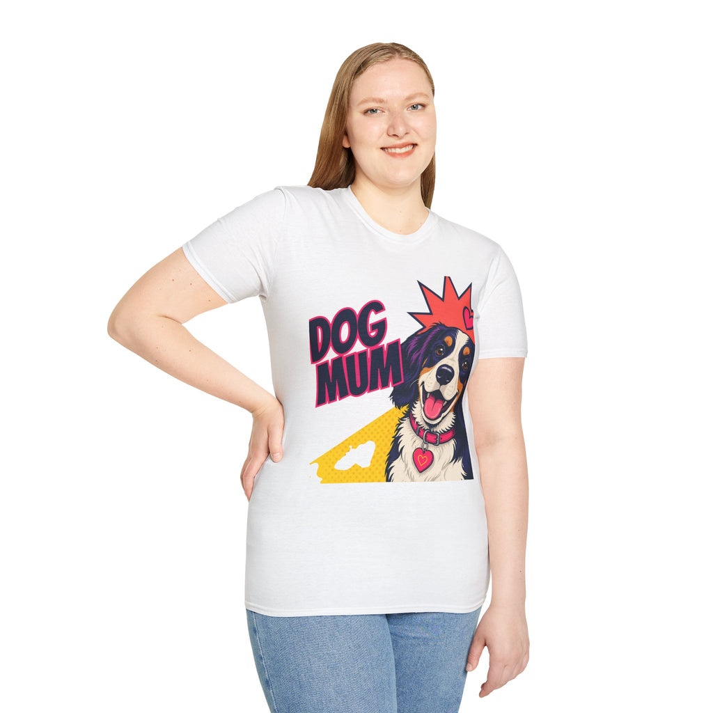 Dog Mum Pop Art T-Shirt | Happy Dog Portrait, Heart Collar