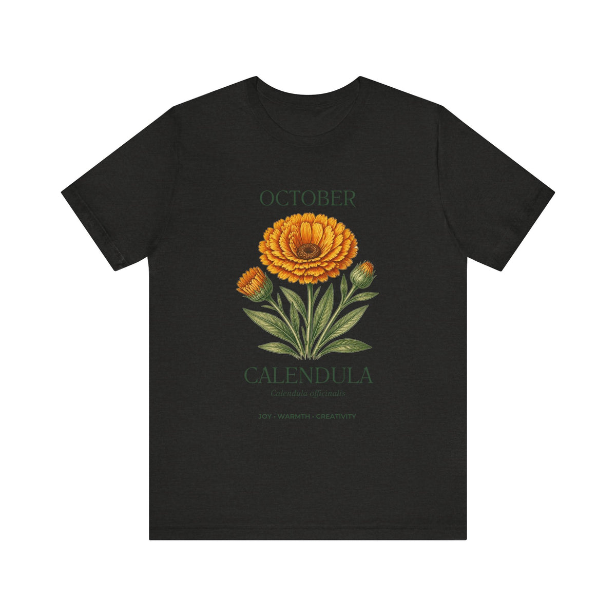 October Birth Flower Tee | Marigold & Cosmos Celestial Design | Birthday Gift