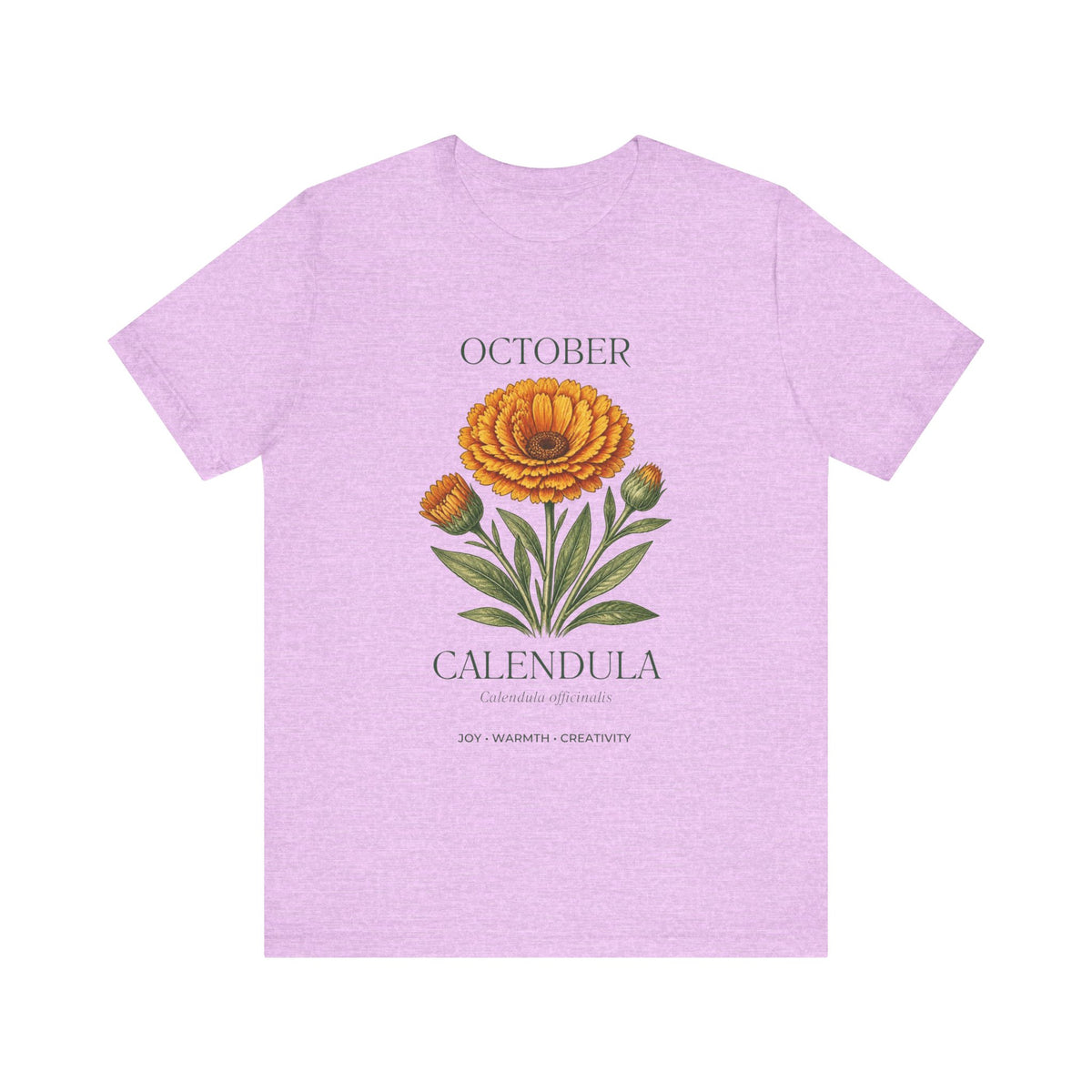 October Birth Flower Tee | Marigold & Cosmos Celestial Design | Birthday Gift
