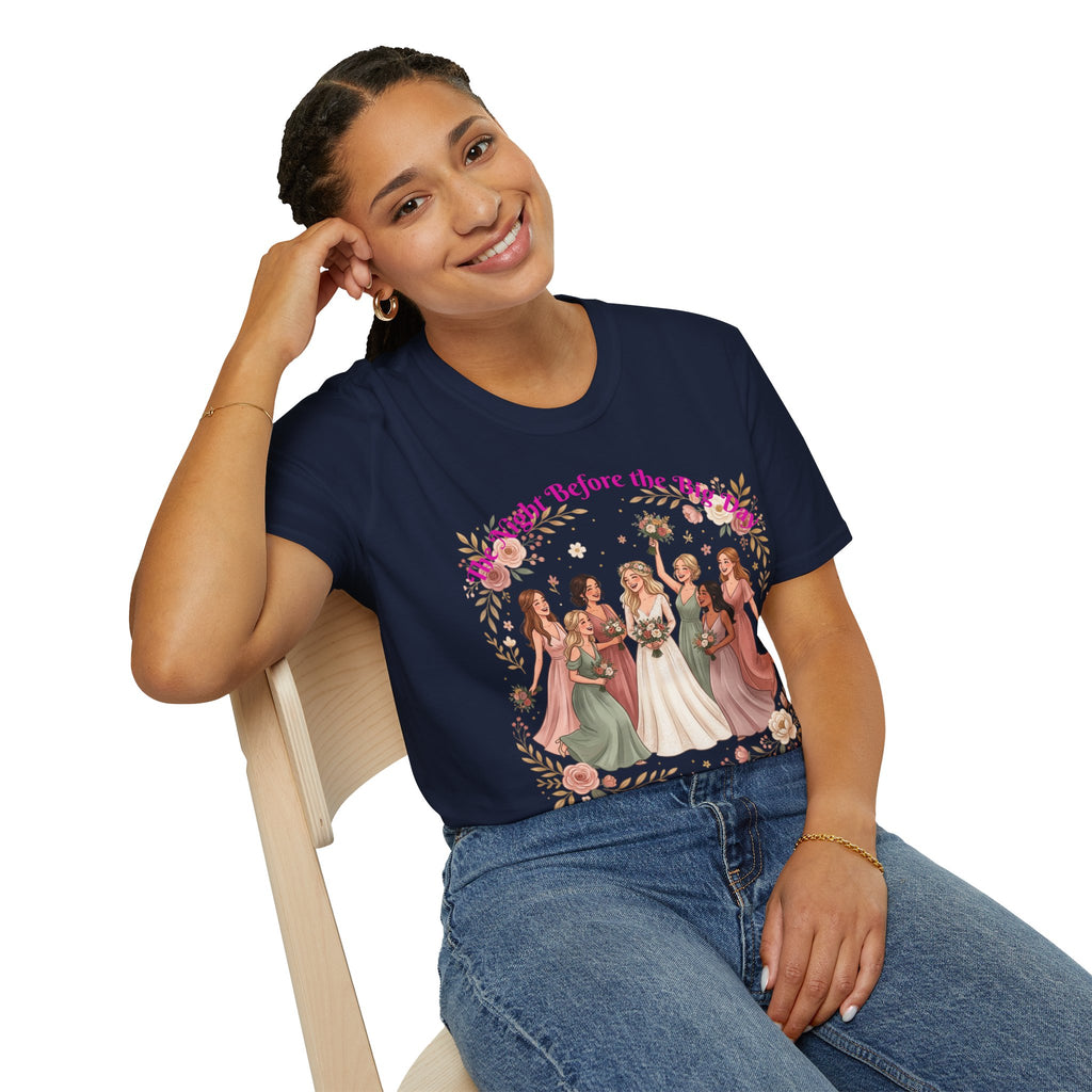 Bride and Bridesmaids Illustration T-Shirt | Floral Wedding Bridal Party Design