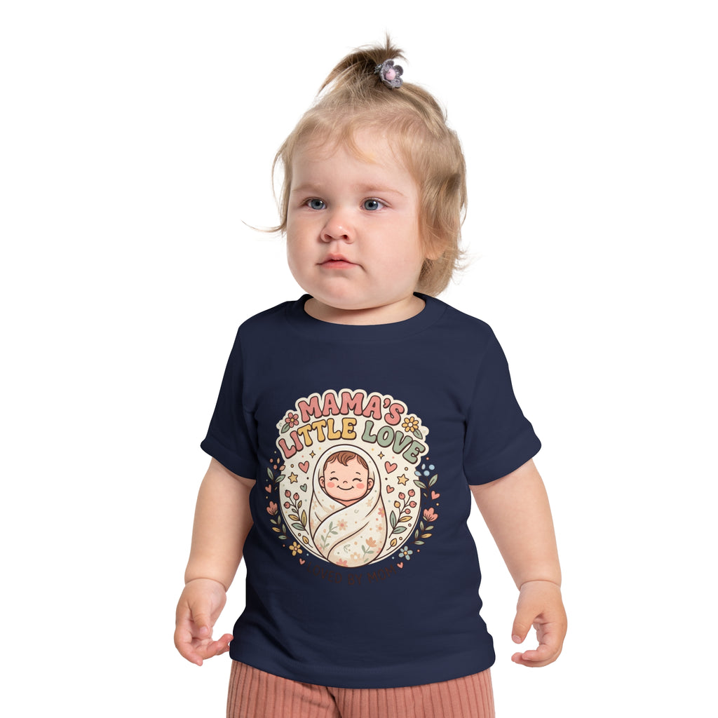Mama's Little Love baby short sleeve t-shirt | Loved by Mom, floral swaddle design