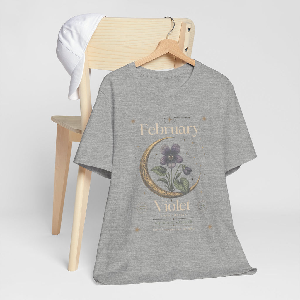 February Birth Flower Tee | Violet Botanical Design | Birthday Gift