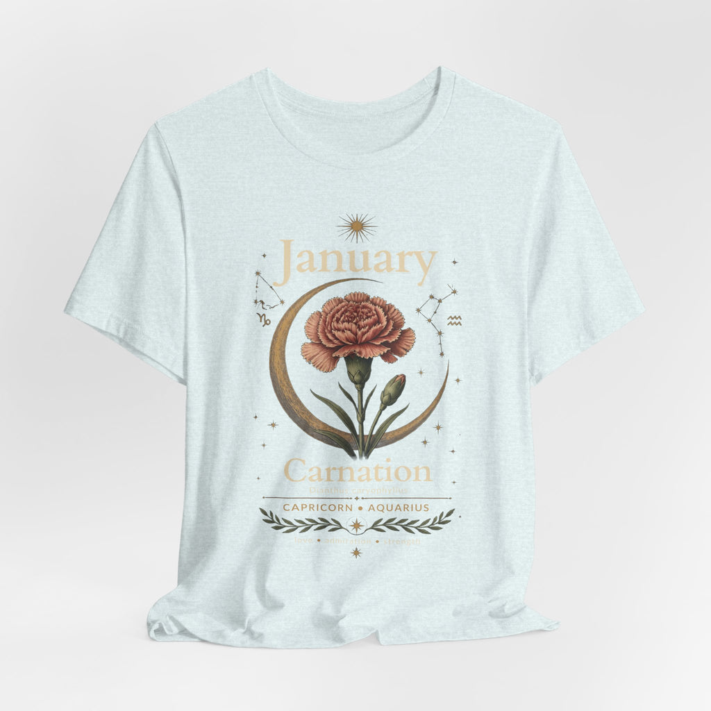 January Birth Flower - Carnation T-Shirt — Birth Month Flower Tee