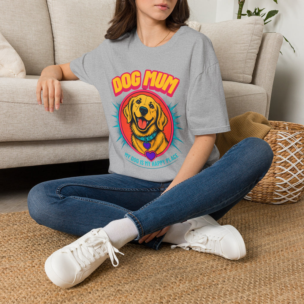 Dog Mum Golden Retriever T-Shirt | Cute Retro Dog Portrait, Pet Lover Tee