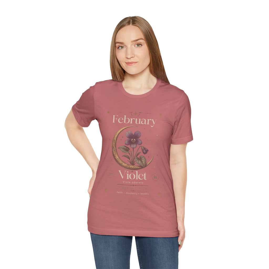 February Birth Flower Tee | Violet Botanical Design | Birthday Gift