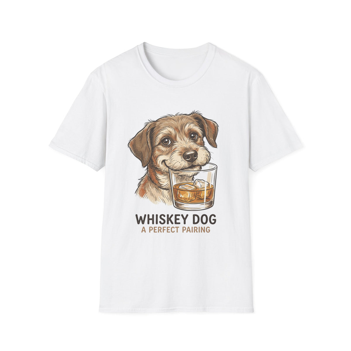 Whiskey Dog A Perfect Pairing T-Shirt | Dog & Whiskey Illustration