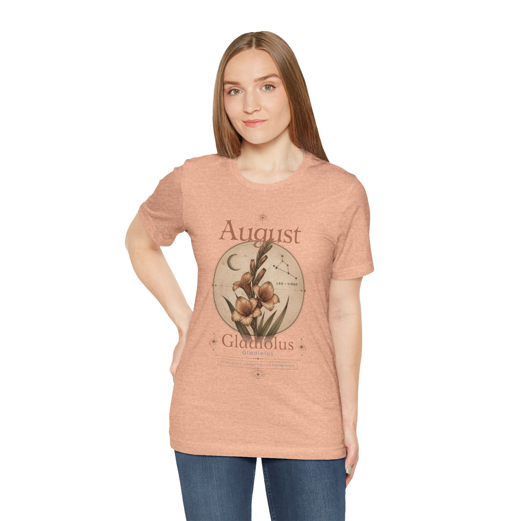 August Birth Flower Gladiolus Floral Tee