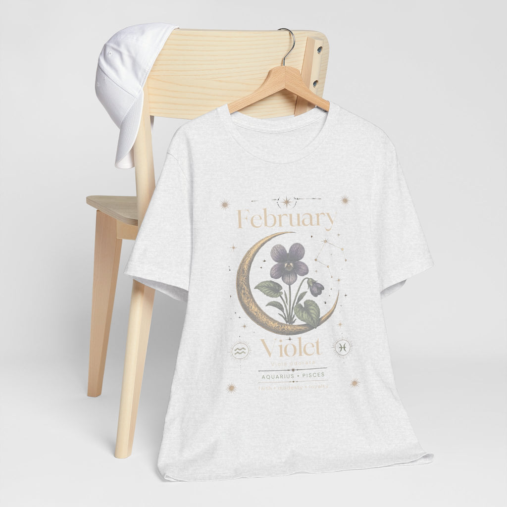 February Birth Flower Tee | Violet Botanical Design | Birthday Gift