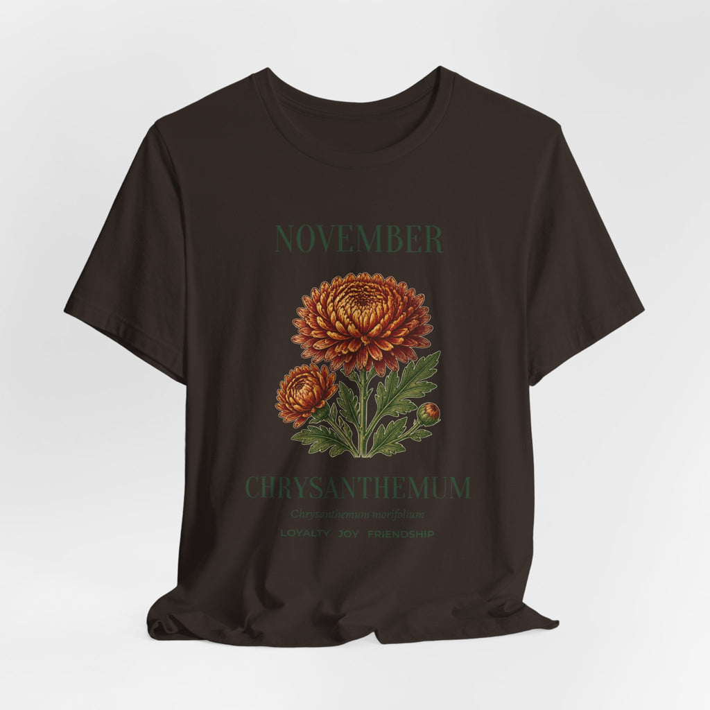 November Birth Flower Tee | Chrysanthemum Celestial Design | Birthday Gift