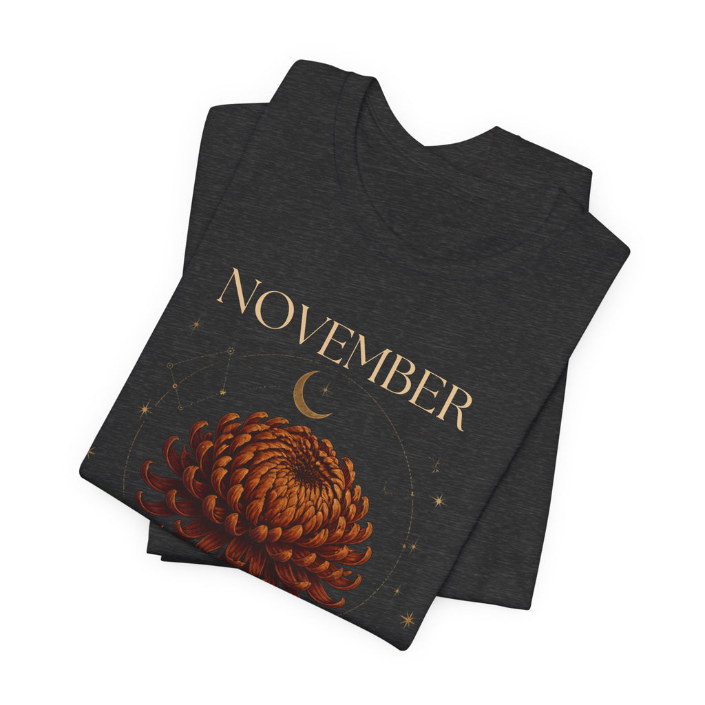 November Birth Flower Chrysanthemum Tee — Floral Birth Month T-Shirt