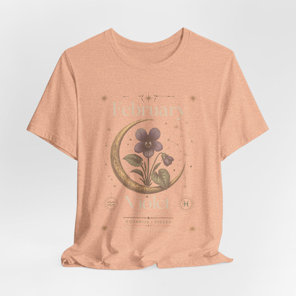 February Birth Flower Tee | Violet Botanical Design | Birthday Gift