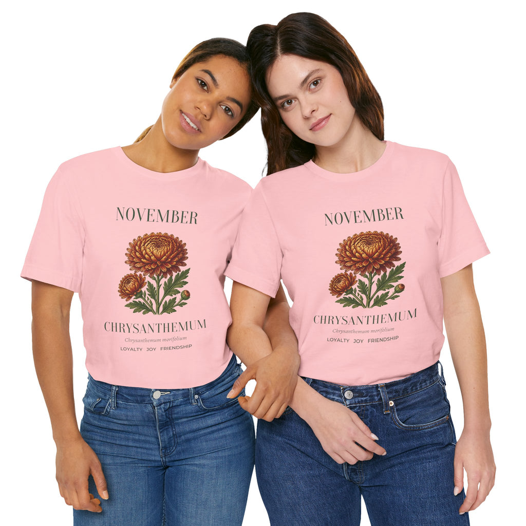 November Birth Flower Tee | Chrysanthemum Celestial Design | Birthday Gift