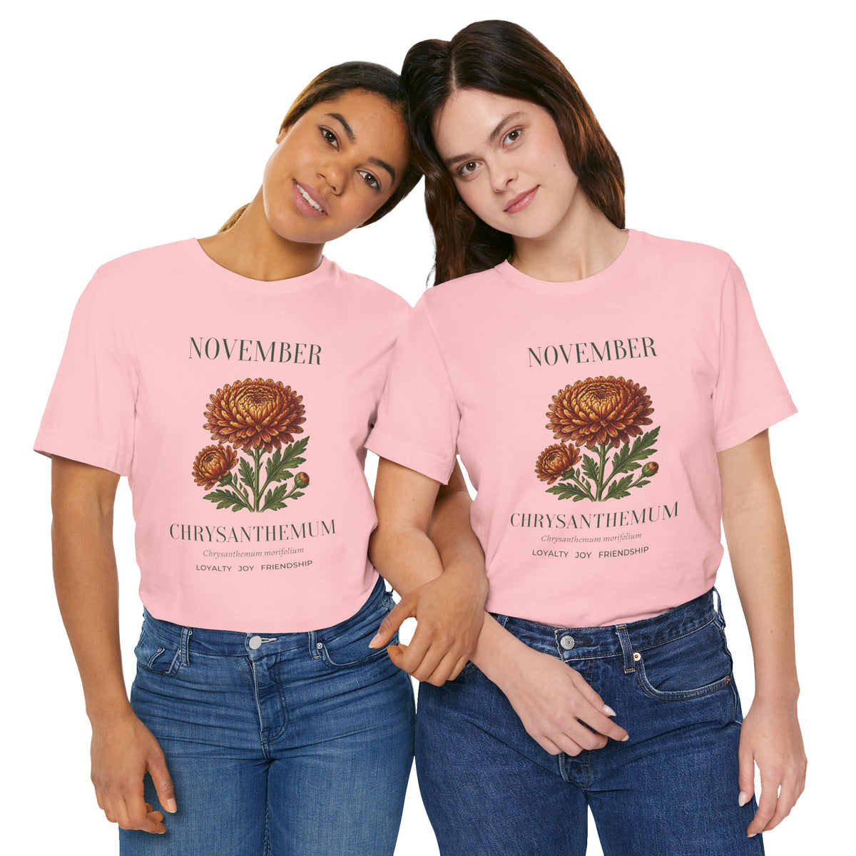November Birth Flower Tee | Chrysanthemum Celestial Design | Birthday Gift