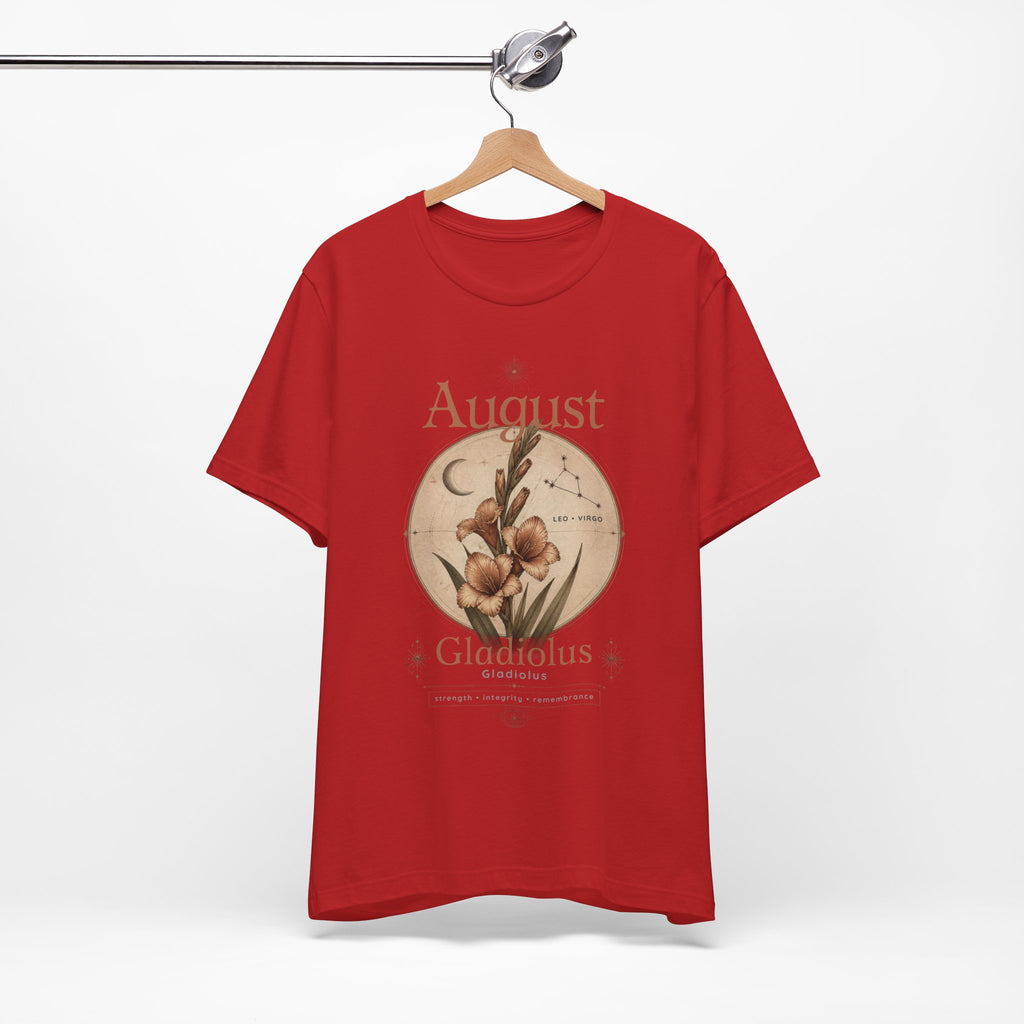 August Birth Flower Gladiolus Floral Tee