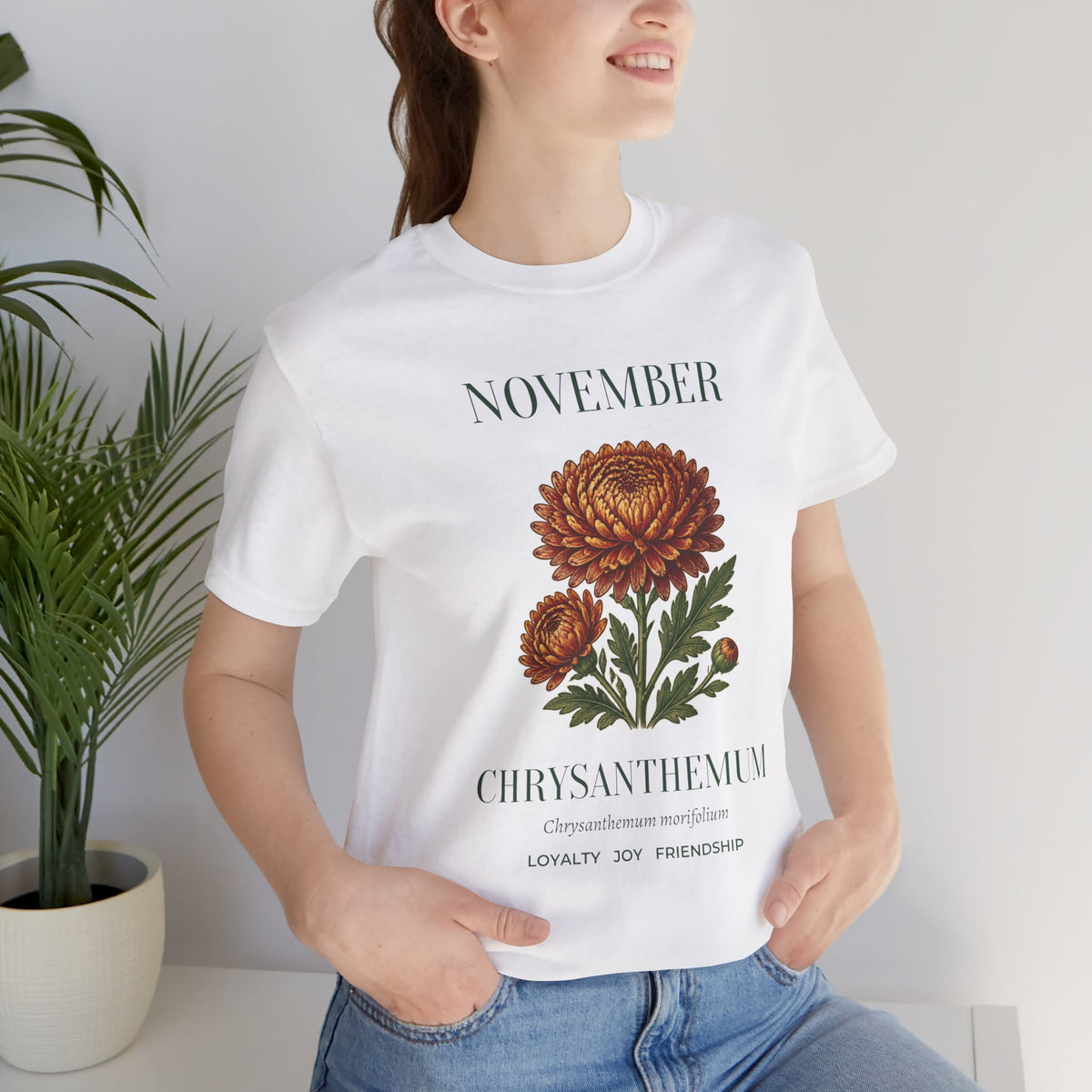 November Birth Flower Tee | Chrysanthemum Celestial Design | Birthday Gift