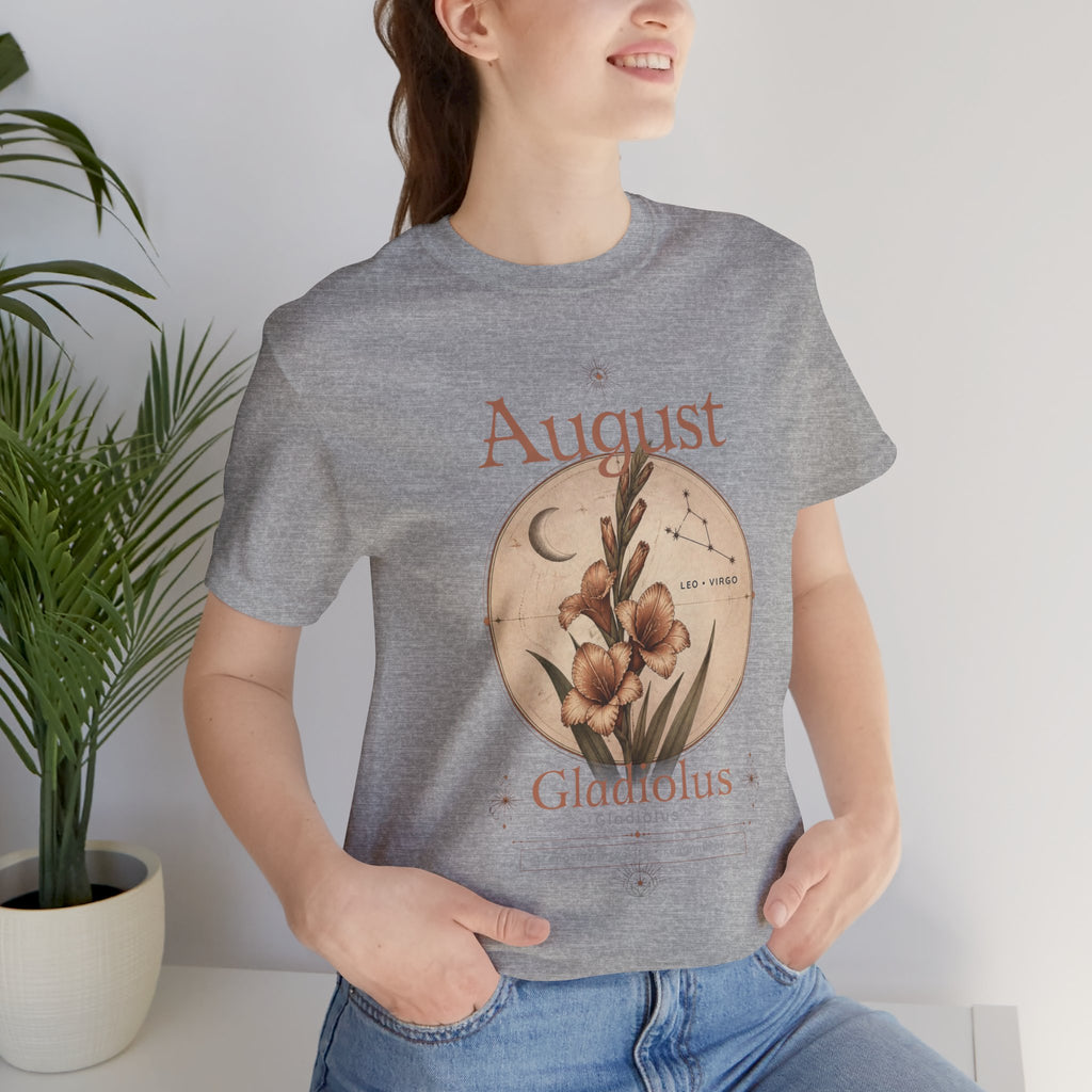 August Birth Flower Gladiolus Floral Tee