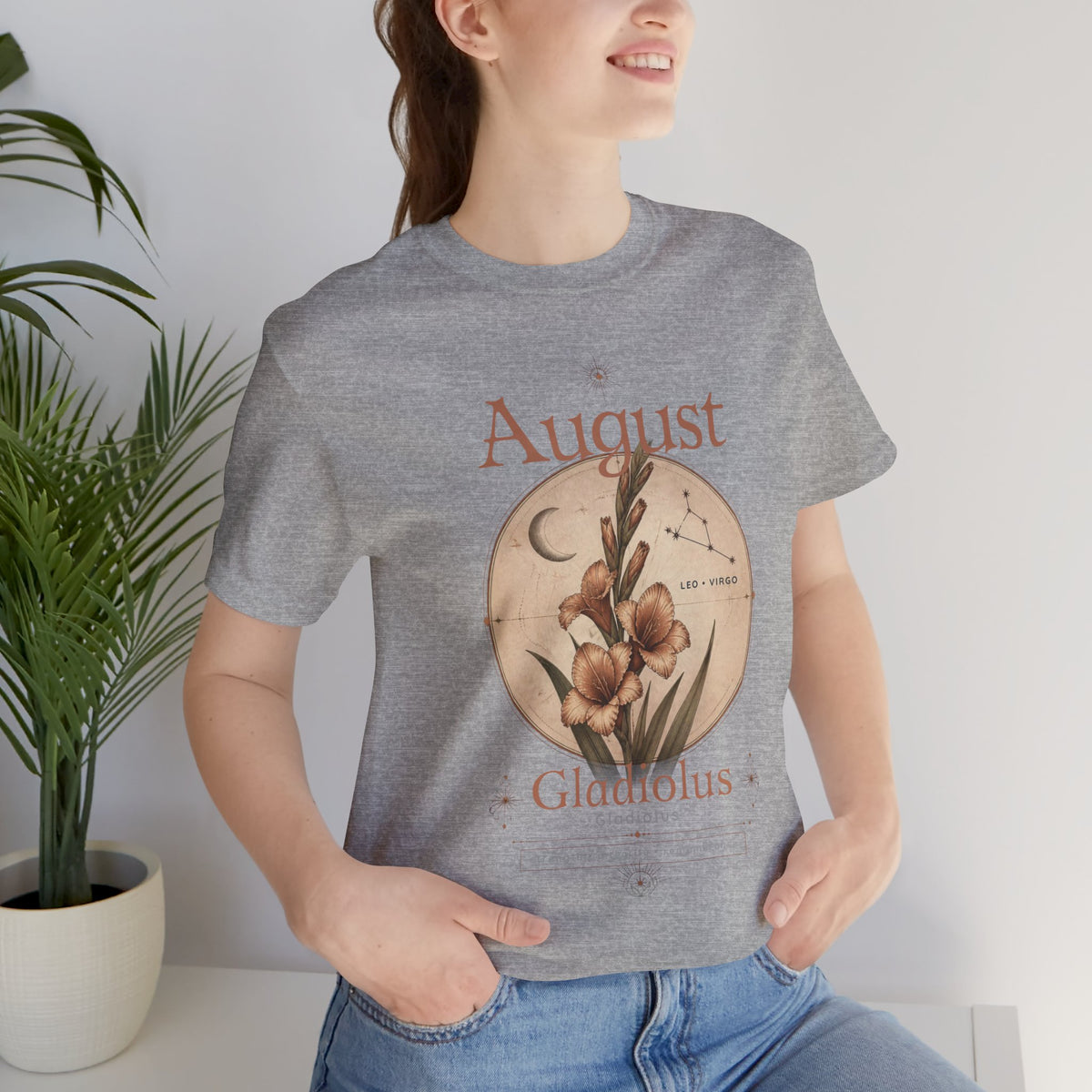 August Birth Flower Gladiolus Floral Tee