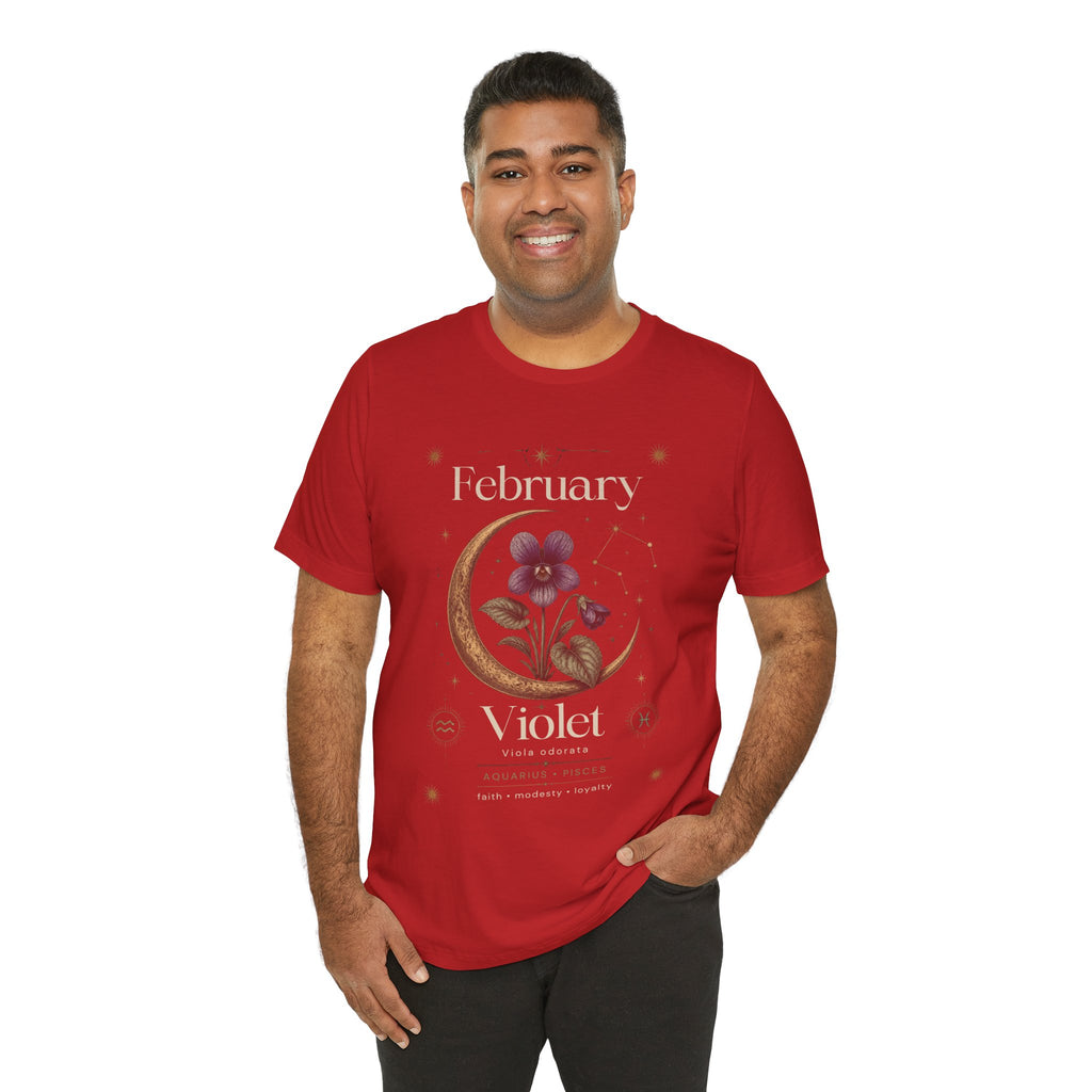 February Birth Flower Tee | Violet Botanical Design | Birthday Gift
