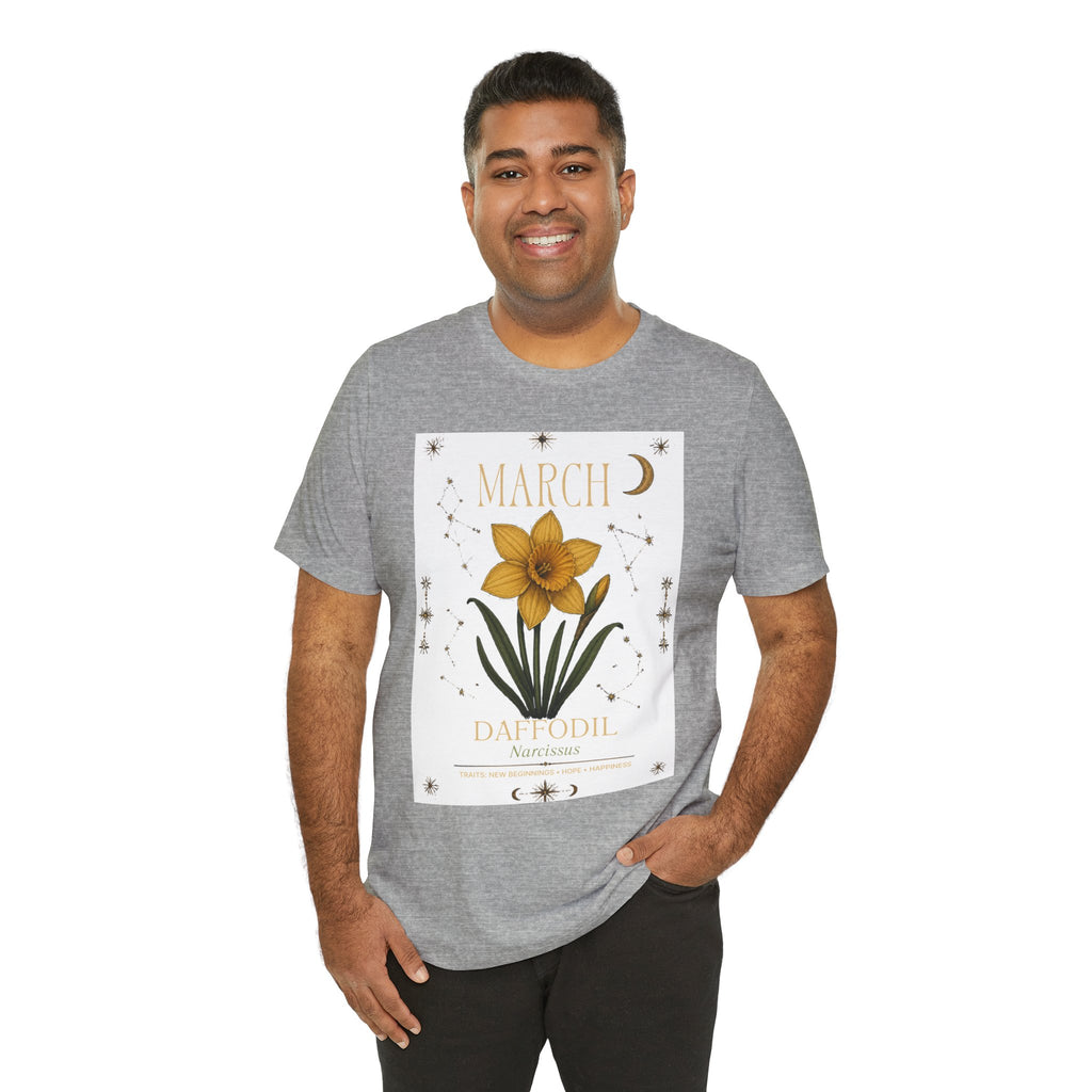 March Zodiac/Celestial aesthetics with birth flower — Birth Month Flower Tee