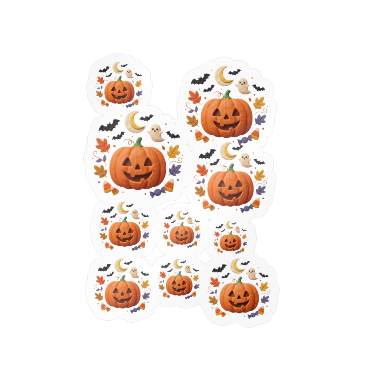 Halloween Jack-o'-Lantern Pumpkin Sticker Sheet | Kiss-Cut Vinyl Decals