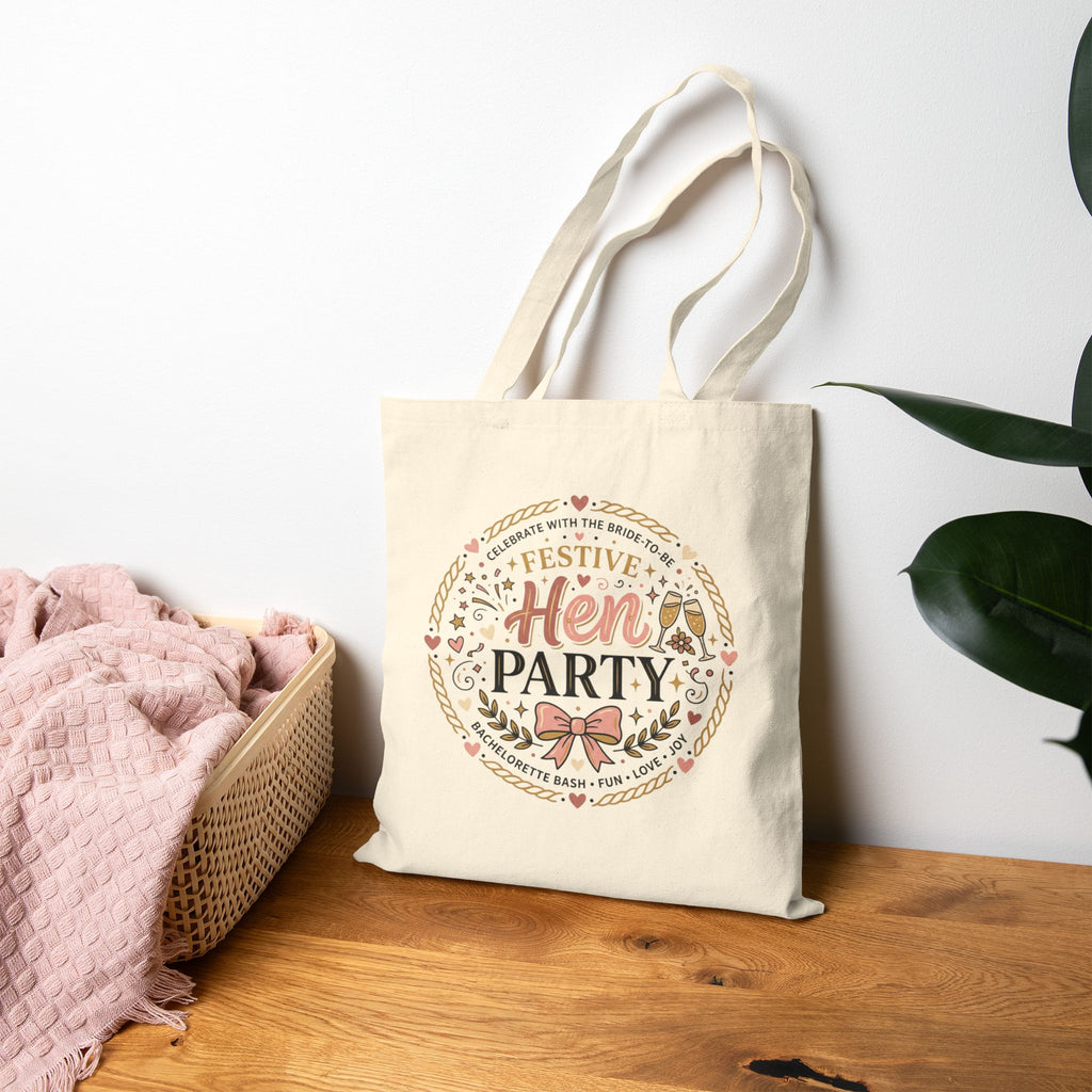Festive Hen Party Tote Bag | Bachelorette Bride Squad Canvas