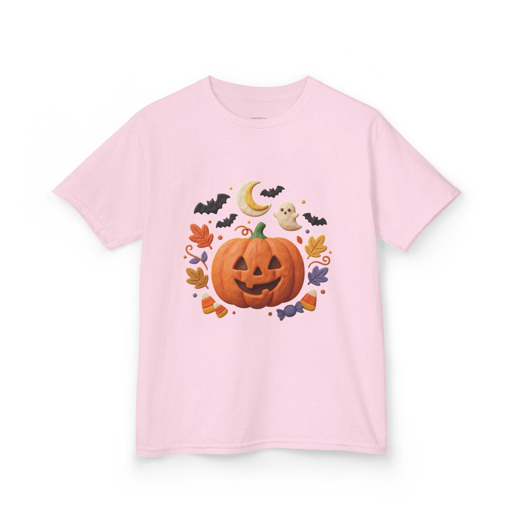 Jack-o'-Lantern Pumpkin Kids Tee | Halloween Ghosts, Bats, Moon, Autumn Leaves