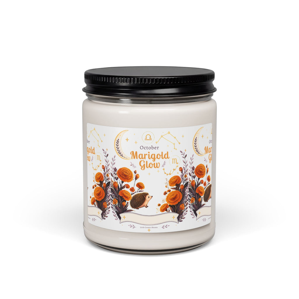 October Marigold Glow Birth Scented Soy Candle — 9oz Autumn Floral Candle (October)
