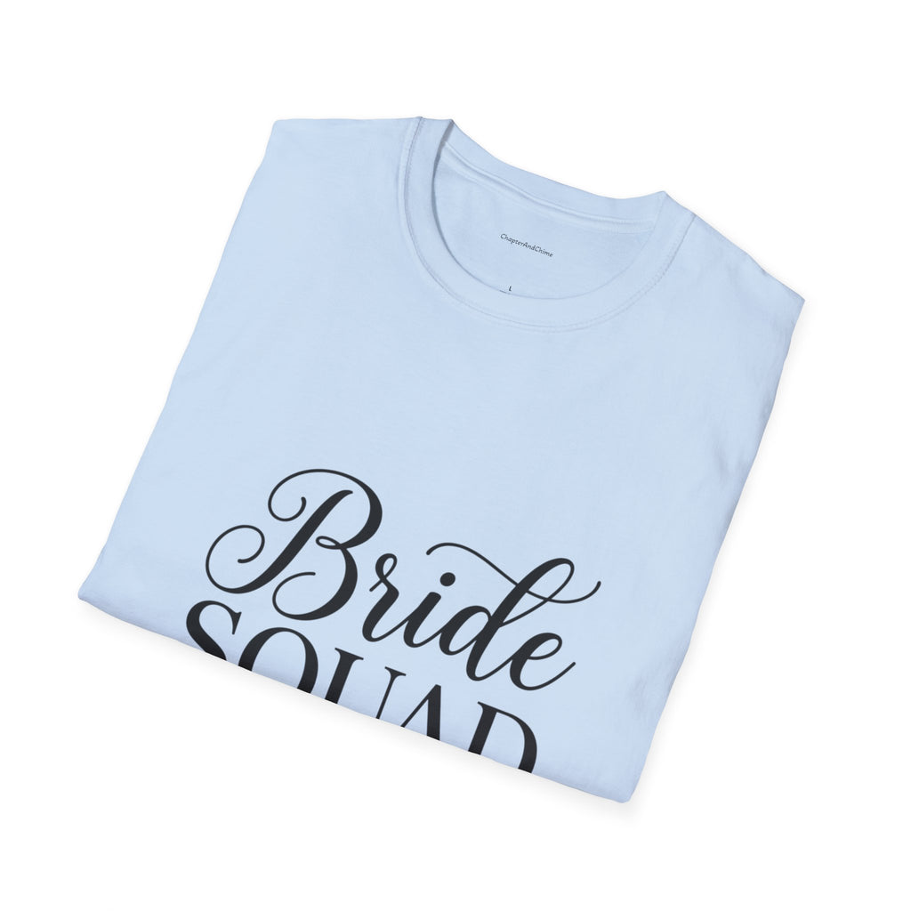 Bride Squad T-Shirt — Bachelorette Party Bridesmaid Tee with Champagne Icons