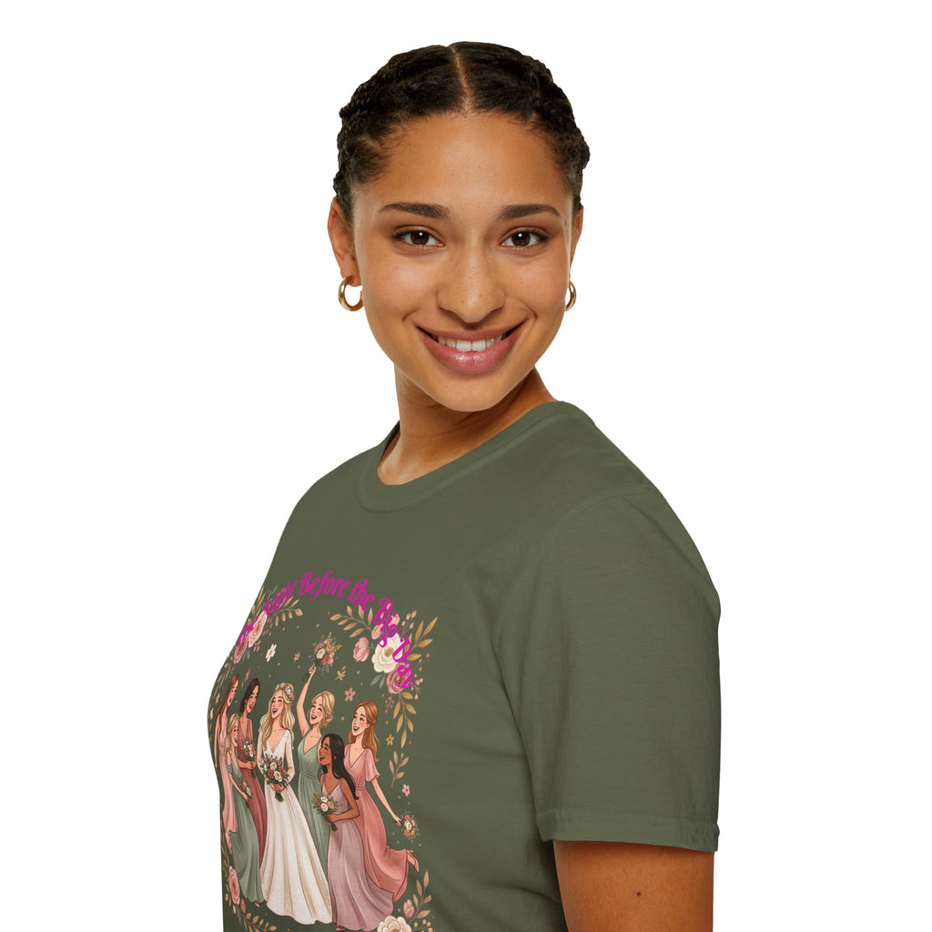 Bride and Bridesmaids Illustration T-Shirt | Floral Wedding Bridal Party Design