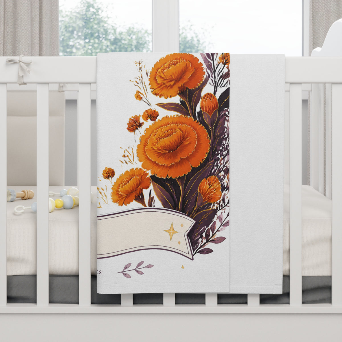 October Marigold Glow Baby Blanket — Zodiac Hedgehog Fleece