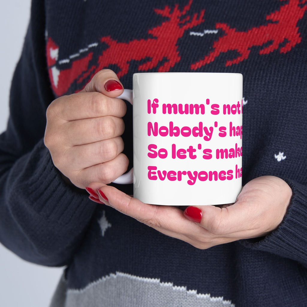 If Mama's Not Happy Funny Pink Typography Mug | Ceramic Coffee Cup