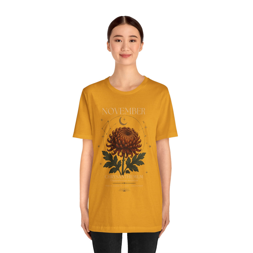 November Birth Flower Chrysanthemum Tee — Floral Birth Month T-Shirt